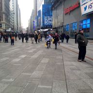 The newly renovated Times Square pedestrian plaza, about a week after it formally reopened