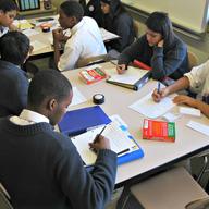 Brooklyn Latin High School students in a Latin class. 
