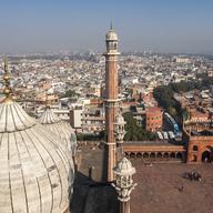 Dome and minaret of Jama Masjid Mosque in Delhi, India