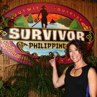 Denise Stapley posing for photos on the press line after winning 'Survivor: Philippines' reality show at CBS Television City on December 16, 2012, in Los Angeles, CA