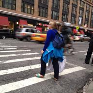 Hailing a yellow cab the old-fashioned way -- and with a dog in tow