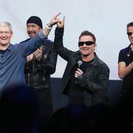 Apple CEO Tim Cook and U2 announced its new album, Songs Of Innocence, during a special event at the Flint Center for the Performing Arts on Sept. 9, 2014.