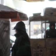 street vendors in the snow