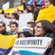 Protestors rallying against the current Venezuelan administration in Cologne, Germany