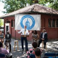 Mayor Bill de Blasio joins Council Member Deborah Rose to announce the renovation plans for Tompkinsville Park on Staten Island during City Hall In Your Borough: Staten Island on Thurs, July 26, 2018.