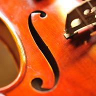 The left f-hole in a violin