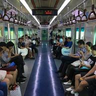 Another type of subway car in the Seoul Metro.