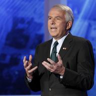Bob Hugin, the Republican candidate in the U.S. Senate race in New Jersey, speaks during a debate with Sen. Bob Menendez