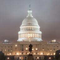 The U.S. Capitol Building in Washington is shrouded in fog early in the morning Tuesday, Nov. 6, 2018 on Election Day in the U.S.