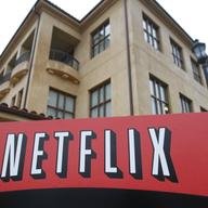 This Jan. 29, 2010, file photo, shows the company logo and view of Netflix headquarters in Los Gatos, Calif.