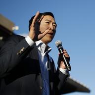 Presidential candidate and entrepreneur Andrew Yang speaks at a campaign event Tuesday, April 23, 2019, in Las Vegas.