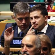 Ukrainian President Volodymyr Zelensky listens to speakers at the 74th session of the United Nations General Assembly at U.N. headquarters Tuesday, Sept. 24, 2019. 