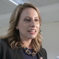 Rep. Katie Hill, D-Calif., is seen on Capitol Hill in Washington, Wednesday, April 3, 2019. 