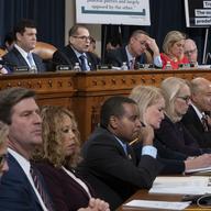 House Judiciary Committee Chairman Jerrold Nadler, D-N.Y., top center, and Rep.,  makes his opening statement during a markup of the articles of impeachment.
