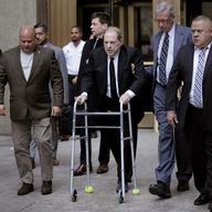 Harvey Weinstein, center, leaves court in New York, Monday, Jan. 6, 2020. The disgraced movie mogul faces allegations of rape and sexual assault.