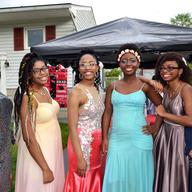 Madison Hall poses for a photo with five friends. The group planned a small party after their senior prom was canceled.