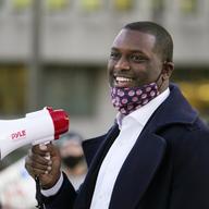 U.S. Rep.-elect Mondaire Jones, D-N.Y., speaks to supporters who gathered for a Protect the Results rally, Wednesday, Nov. 4, 2020, in front of the Westchester County Courthouse in White Plains, N.Y.