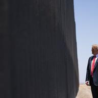 In this June 23, 2020, file photo, President Donald Trump tours a section of the border wall in San Luis, Ariz.