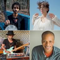 (Clockwise from top L) Jake Blount, Kaki King, Joseph C. Philiips, Jr., Monte aka Simón Mejía