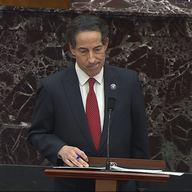 In this image from video, House impeachment manager Rep. Jamie Raskin, D-Md., becomes emotional as he speaks during the second impeachment trial of former President Donald Trump in the Senate at the U