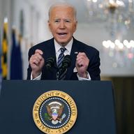 President Joe Biden speaks about the COVID-19 pandemic during a prime-time address from the East Room of the White House, Thursday, March 11, 2021, in Washington. 