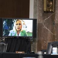 Sen. Kirsten Gillibrand, D-N.Y., speaks remotely during a hearing to examine United States Special Operations Command and United States Cyber Command.