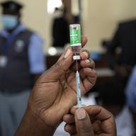 A vial of AstraZeneca COVID-19 vaccine manufactured by the Serum Institute of India and provided through the global COVAX initiative, at Kenyatta National Hospital in Nairobi, Kenya