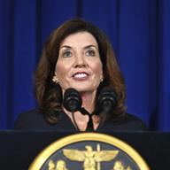  Lt. Gov. Kathy Hochul gives a news conference at the state Capitol, Wednesday, Aug. 11, 2021 in Albany, N.Y.