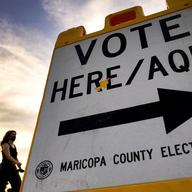 Maricopa County sign saying 'vote here'