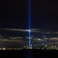 Tribute in Light, as seen from Brooklyn