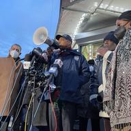 Mayor Eric Adams attends a vigil on January 20 for a little girl shot in the face in the Bronx.