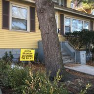 A sign that reads, 'Justin Brannan defunded the police,' found in front of a home in the Brooklyn neighborhood of Bay Ridge.