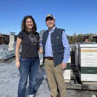 Sarah and Bruce Shriver with their rooftop bees.