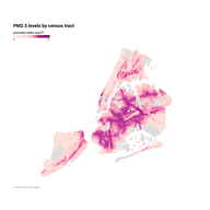 A map showing air pollution levels across New York City.