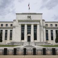 A shot of the front of the Federal Reserve building in Washington. 