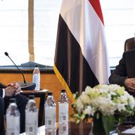 Secretary of State Antony Blinken, left, meets with Yemen's President Rashad Al-Alimi Monday, Sept. 19, 2022, in New York.