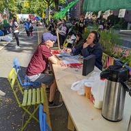 WNYC's table at a Street Lab pop up in Jackson Heights
