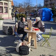 WNYC's table at a Street Lab pop up in Prospect Lefferts Gardens