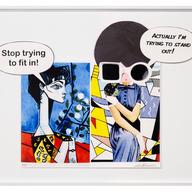 A collage-art image depicting two female figures