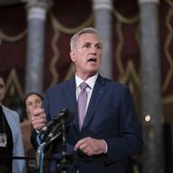 Speaker of the House Kevin McCarthy, R-Calif., talks to reporters just after the Republican majority in the House narrowly passed a sweeping debt ceiling package.
