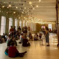Shiri Riseman performing her work “Oho Ayayay” in the Finch Gallery at Mass MoCA.