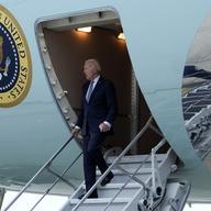 President Joe Biden walks down the steps of Air Force One at John F. Kennedy International Airport in New York, Sept. 17, 2023. Biden is in New York to attend the United Nations General Assembly.