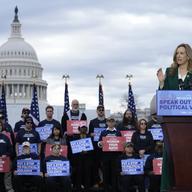 Rep. Mikie Sherrill, D-N.J., who was in the U.S. Capitol during the January 6 attack two years ago, speaks at a rally in Washington, Thursday, Jan. 5, 2023. 
