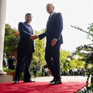 President Joe Biden greets China's President President Xi Jinping at the Filoli Estate in Woodside, Calif., Wednesday, Nov, 15, 2023.