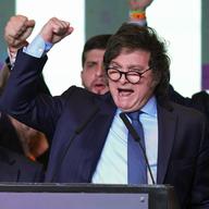 avier Milei, presidential candidate of the Liberty Advances coalition, speaks at his campaign headquarters after polls closed for general elections in Buenos Aires, Argentina, on Oct. 22, 2023. 