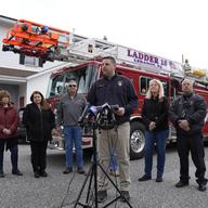 Hunterdon County Director of Public Safety and Emergency Management Brayden Fahey speaks with members of the media during a new in Lebanon, N.J., Friday, April 5, 2024.