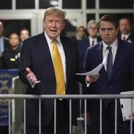 Former US President Donald Trump speaks to members of the media at Manhattan criminal court, Wednesday, May 29, 2024, in New York.