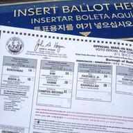 A New Jersey primary ballot has an 'office-block ballot' design in Rutherford, New Jersey, on Friday, May 10, 2024