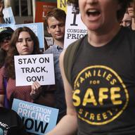 Protesters demonstrate outside New York Gov. Kathy Hochul's Manhattan office, Wednesday, June 5, 2024, in New York.