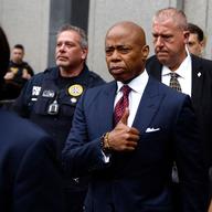 New York City Mayor Eric Adams exits federal court after his arraignment on bribery and fraud charges on September 27, 2024 in New York City.